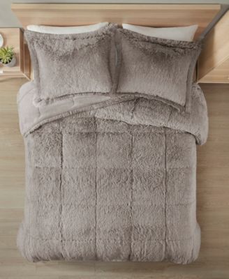 Malea Shaggy Faux-Fur 3-Pc. Comforter Set, Full/Queen