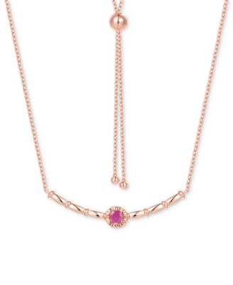 Macy's - Emerald Polished Bar 18" Bolo Necklace (1/3 ct. t.w.) in Gold-Plated Sterling Silver (Also in Ruby & Sapphire)