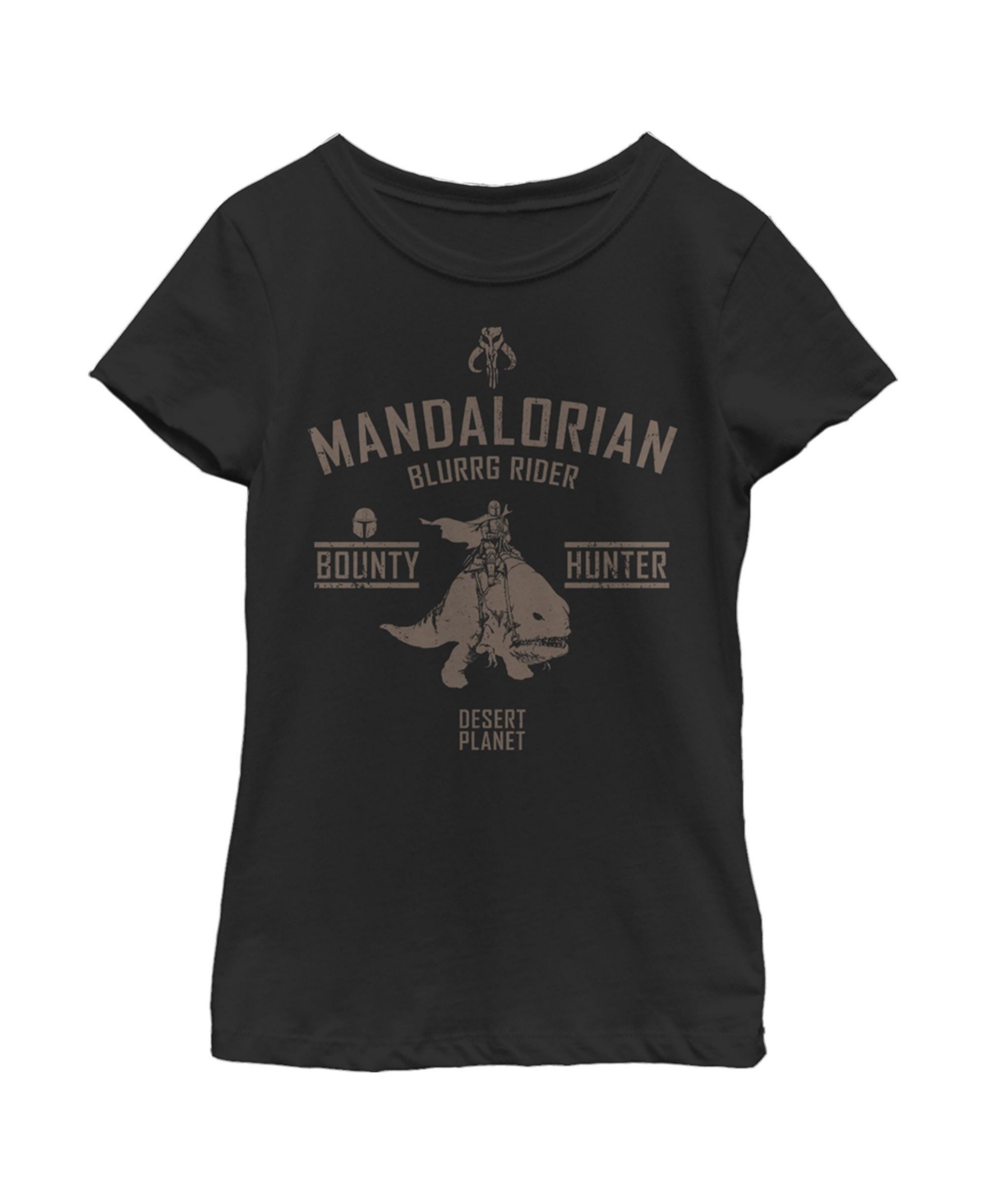 Disney Lucasfilm Girl's Star Wars: The Mandalorian Blurrg Rider Child T-shirt In Black
