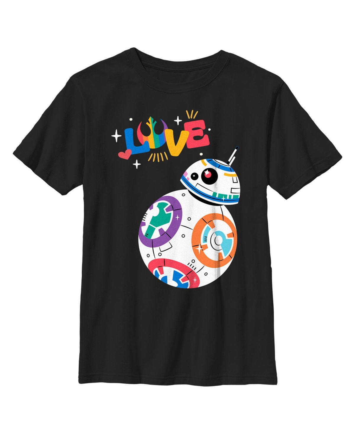 Disney Lucasfilm Boy's Star Wars Pride Rainbow Love Bb-8 Child T-shirt In Black
