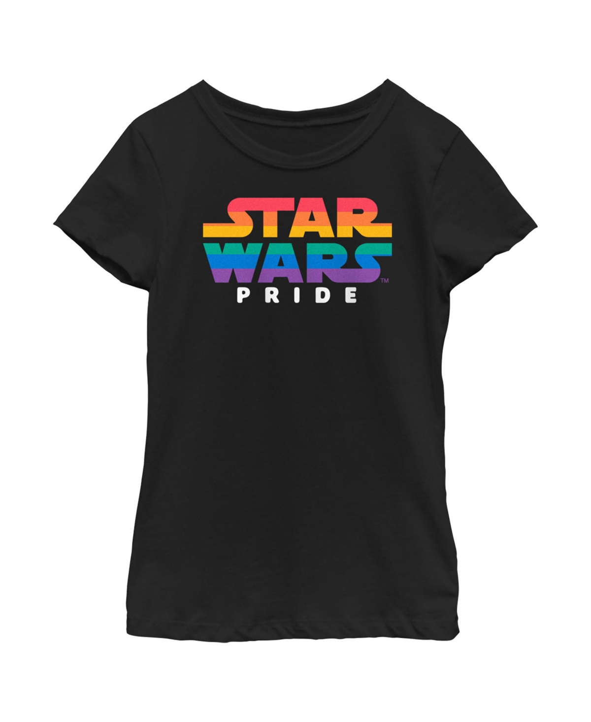 Disney Lucasfilm Girl's Star Wars Pride Rainbow Logo Child T-shirt In Black
