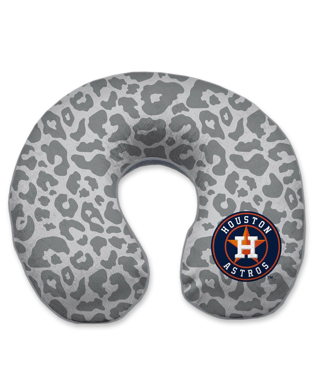Pegasus Home Fashions Houston Astros Cheetah Print Memory Foam Travel Pillow In Gray