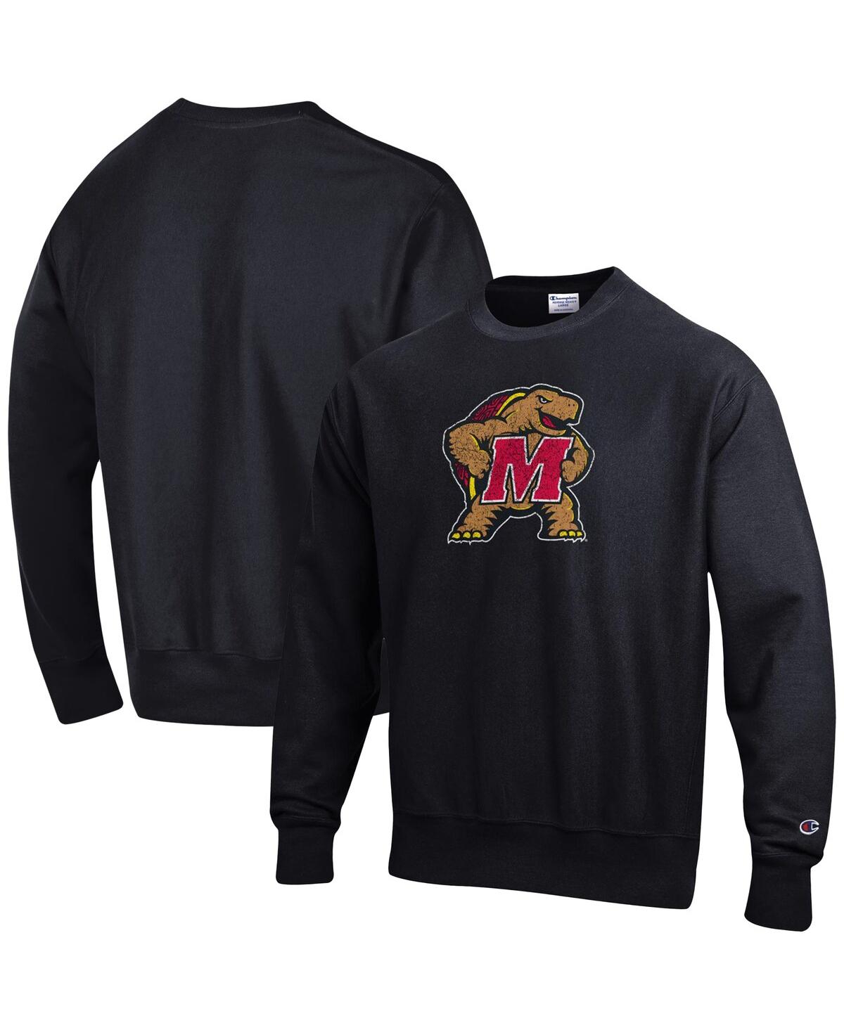 Men's Champion Black Maryland Terrapins Vault Logo Reverse Weave Pullover Sweatshirt - Black