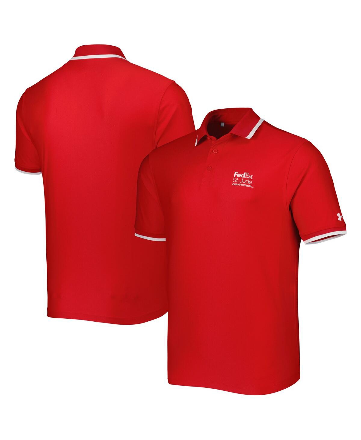 UNDER ARMOUR MEN'S UNDER ARMOUR RED FEDEX ST. JUDE CHAMPIONSHIP PLAYOFF 2.0 PERFORMANCE PIQUE POLO SHIRT