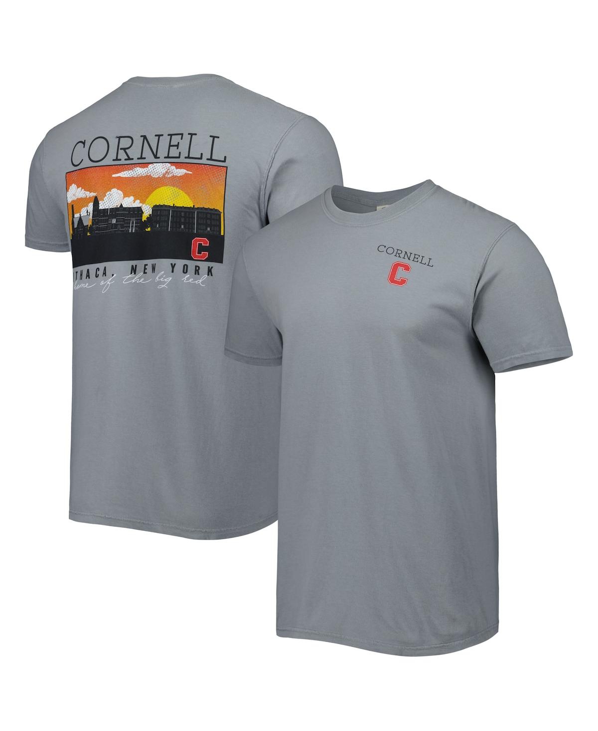 IMAGE ONE MEN'S GRAY CORNELL BIG RED CAMPUS SCENERY COMFORT COLOR T-SHIRT
