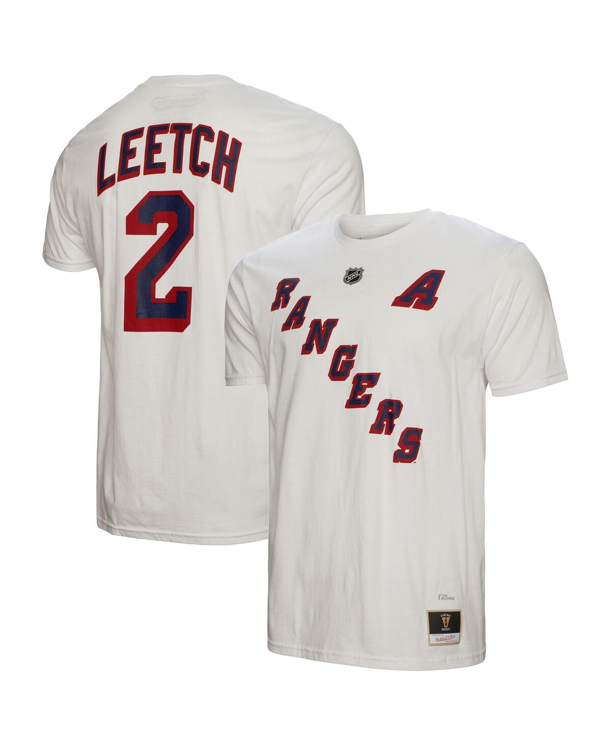 Shop Mitchell & Ness Men's  Brian Leetch White New York Rangers Name And Number T-shirt