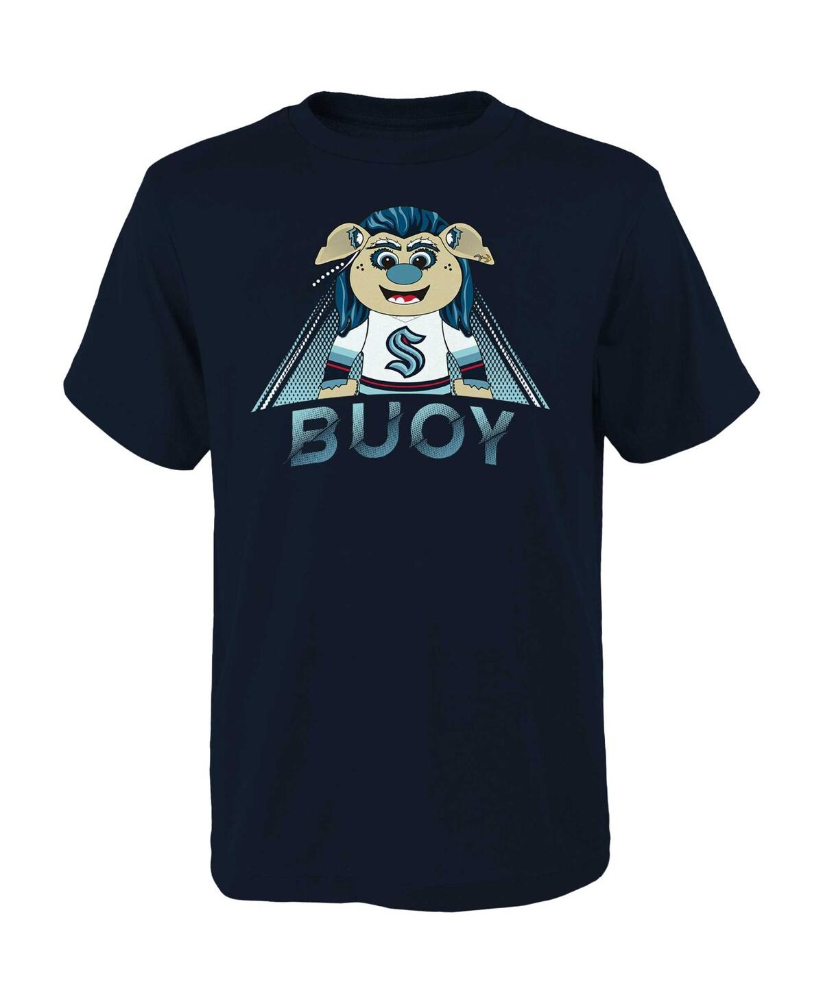 Outerstuff Kids' Big Boys And Girls Deep Sea Blue Seattle Kraken Mascot Callout T-shirt