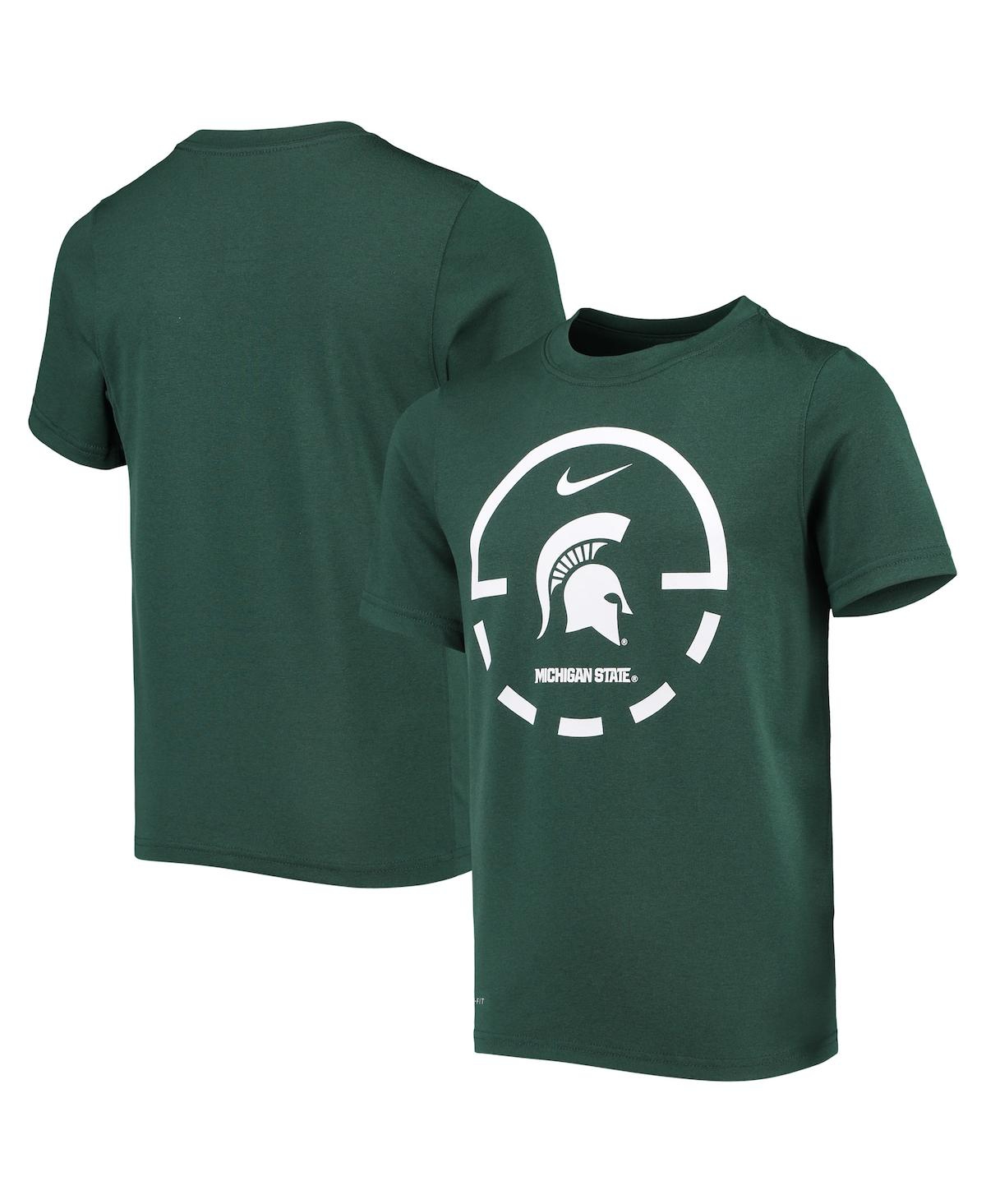 Nike Kids' Big Boys And Girls  Green Michigan State Spartans Team Basketball Legend Performance T-shirt