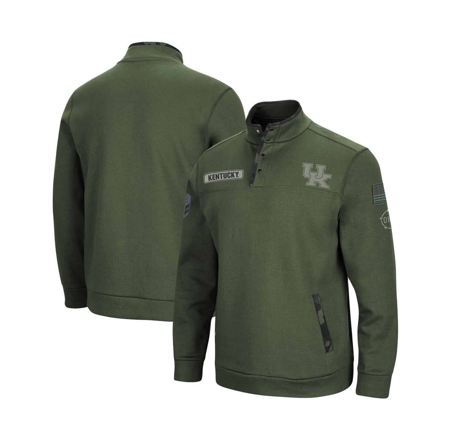 Men's Olive Kentucky Wildcats OHT Military-Inspired Appreciation Digital Camo Quarter-Snap Jacket