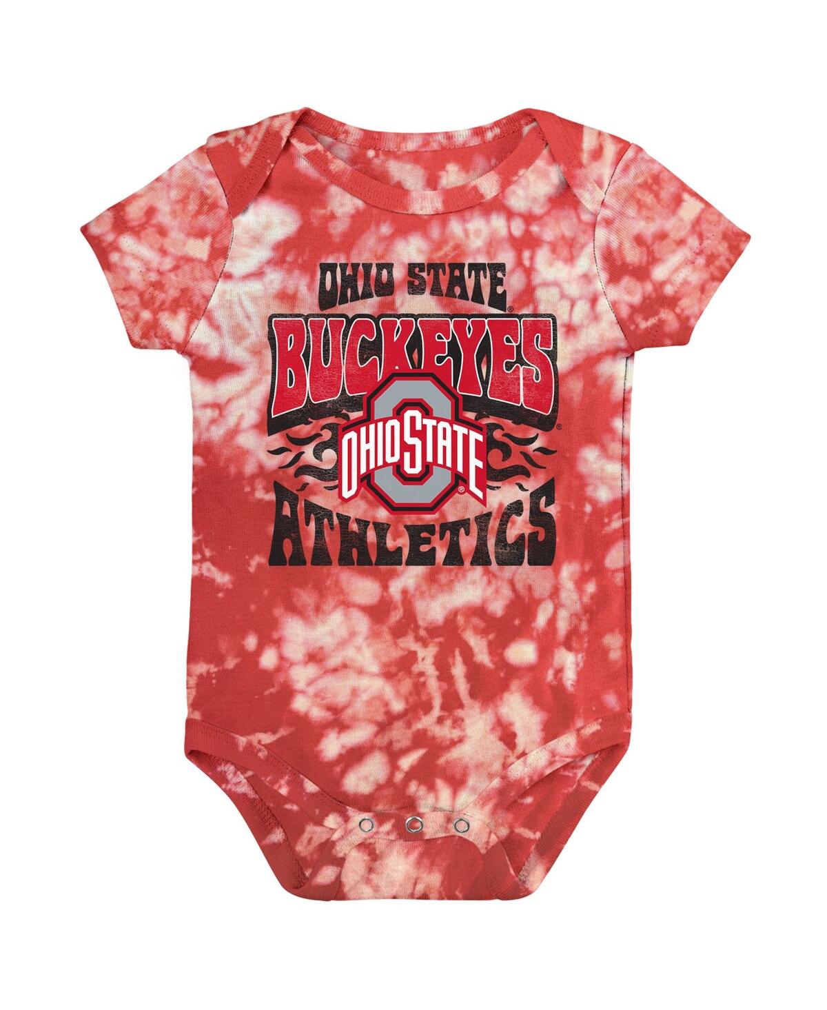 Outerstuff Babies' Newborn And Infant Boys And Girls Scarlet Ohio State Buckeyes Lil Rocker Tie-dye Bodysuit