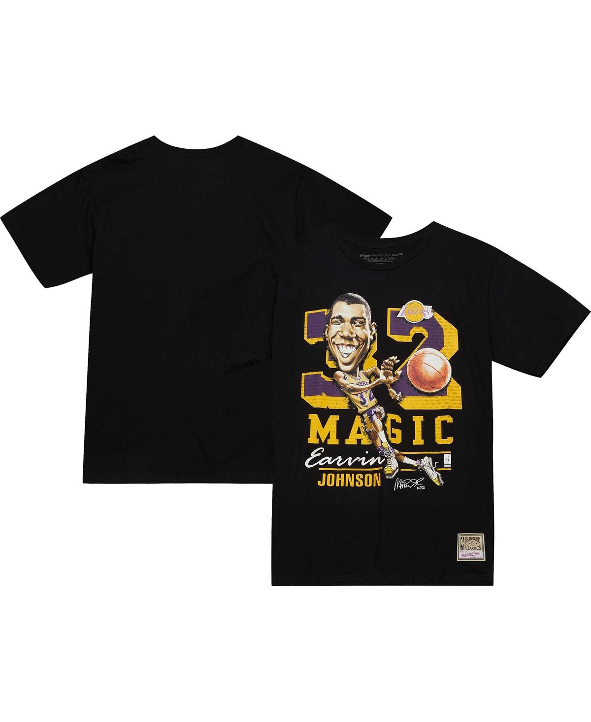 Men's Mitchell & Ness Magic JohnsonLos Angeles Lakers Hardwood Classics Caricature T-shirtMen's Mitchell & Ness Magic JohnsonLos Angeles