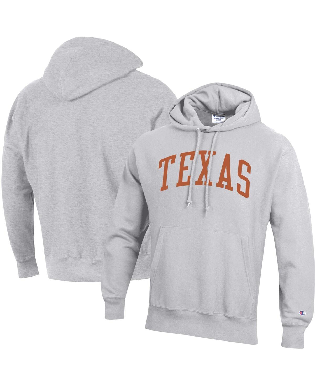 Men's ChampionTexas Longhorns Team Arch Reverse Weave Pullover Hoodie - Heathered Gray