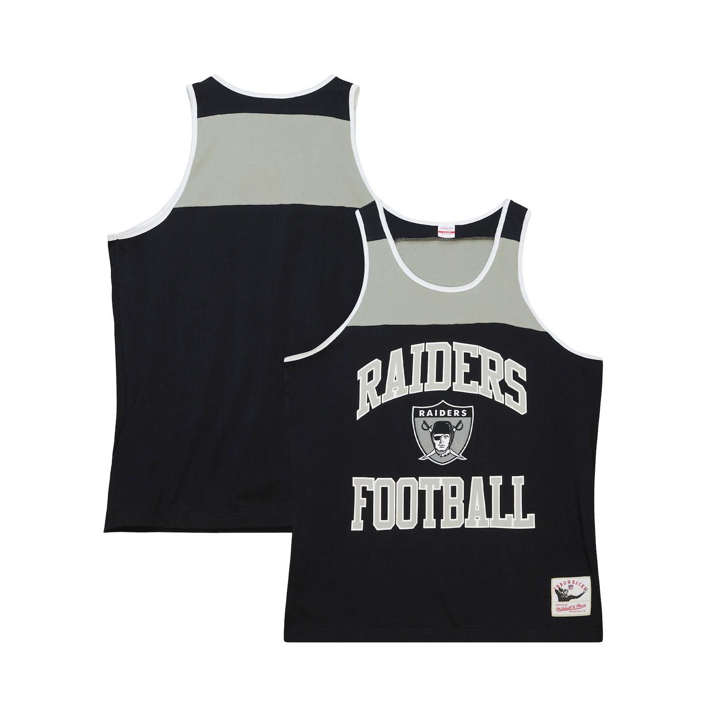 Мужской топ Mitchell & Ness Black, Silver Las Vegas Raiders Heritage Colorblock — фото 2