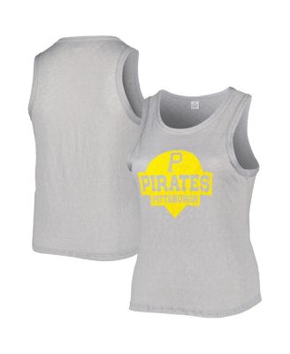 Women's Gray Pittsburgh Pirates Plus Size High Neck Tri-Blend Tank Top