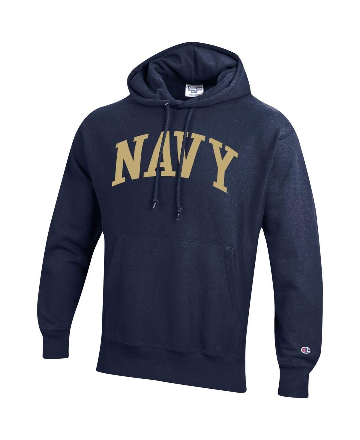 Men's ChampionNavy Midshipmen Team Arch Reverse Weave Pullover Hoodie - Navy