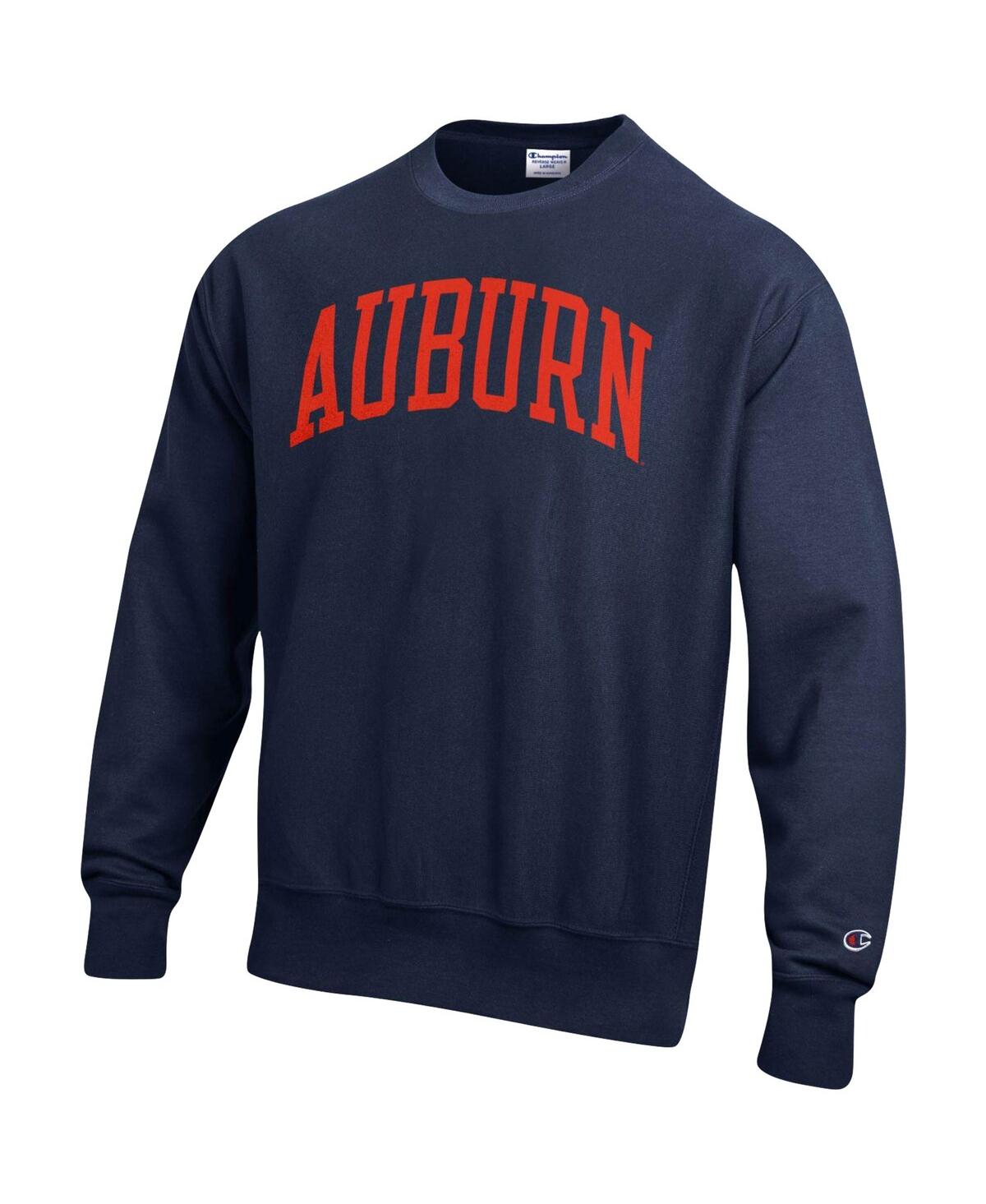 Shop Champion Men's  Navy Auburn Tigers Arch Reverse Weave Pullover Sweatshirt