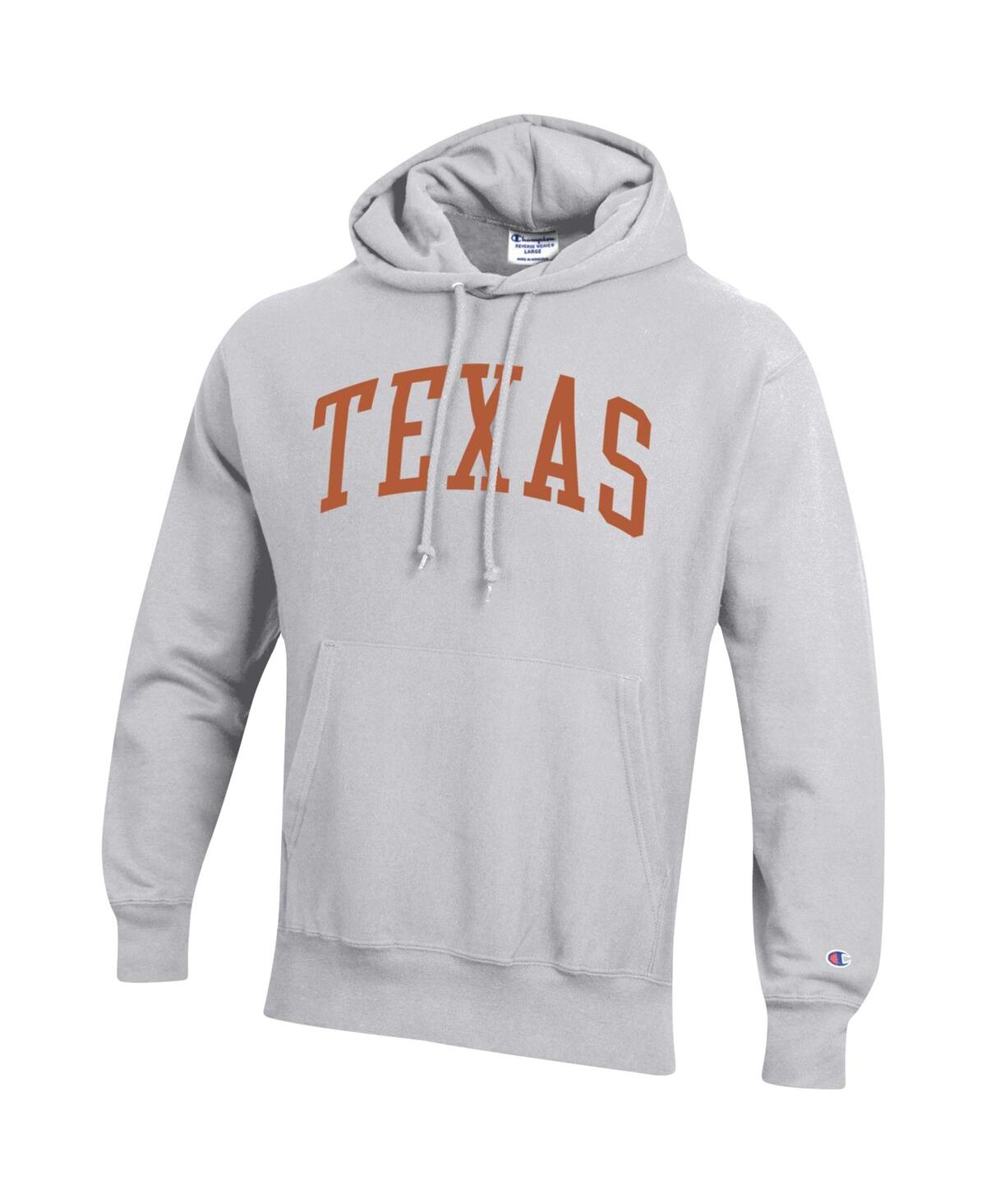 Men's ChampionTexas Longhorns Team Arch Reverse Weave Pullover Hoodie - Heathered Gray