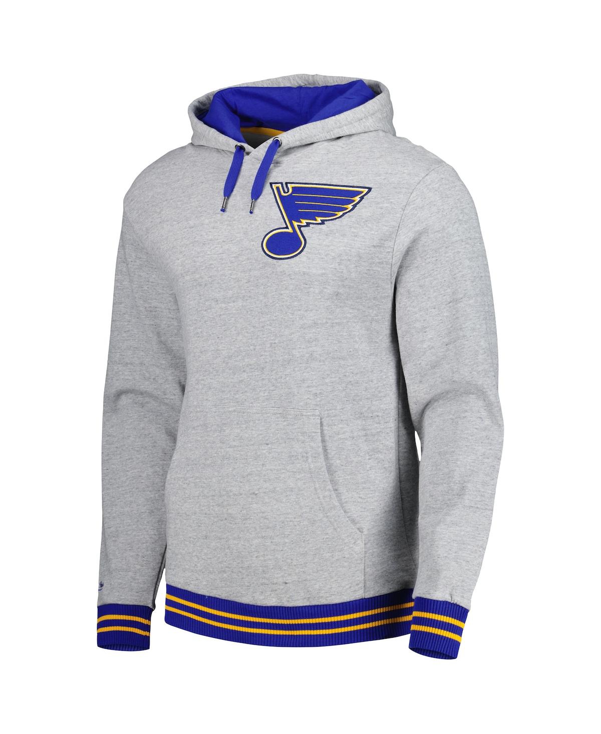 Mitchell & Ness Men's  Heather Gray St. Louis Blues Classic French Terry Pullover Hoodie In Heather Gray
