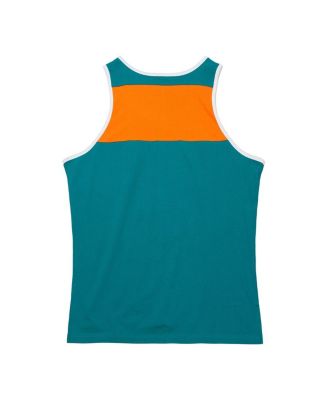 Men's Teal, Orange Miami Dolphins Gridiron Classics Heritage Colorblock Tank Top