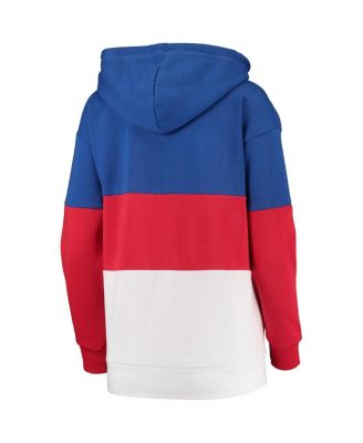 Women's Royal, Red Chicago Cubs Block and Tackle Colorblock Pullover Hoodie