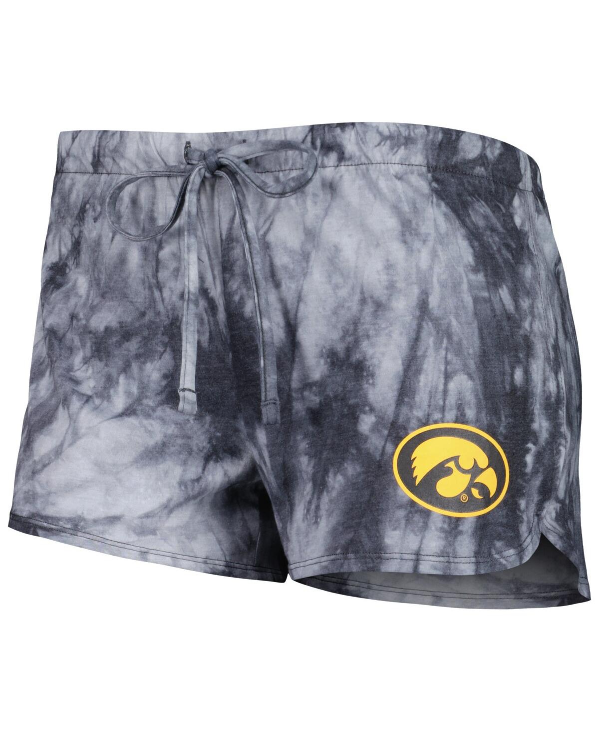 CONCEPTS SPORT WOMEN'S CONCEPTS SPORT CHARCOAL IOWA HAWKEYES BILLBOARD TIE-DYE TANK AND SHORTS SLEEP SET 