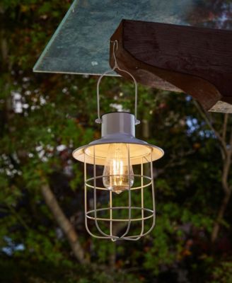 9.75" H Metal Wire Solar Powered Outdoor Hanging Lantern, Set of 2