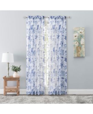 Whimsical Semi-Sheer Floral Rod Pocket Curtain Panel 54"W x 84"L