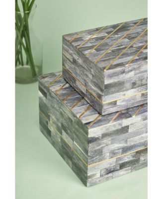 Monaco Gray Decorative Boxes, Set of 2
