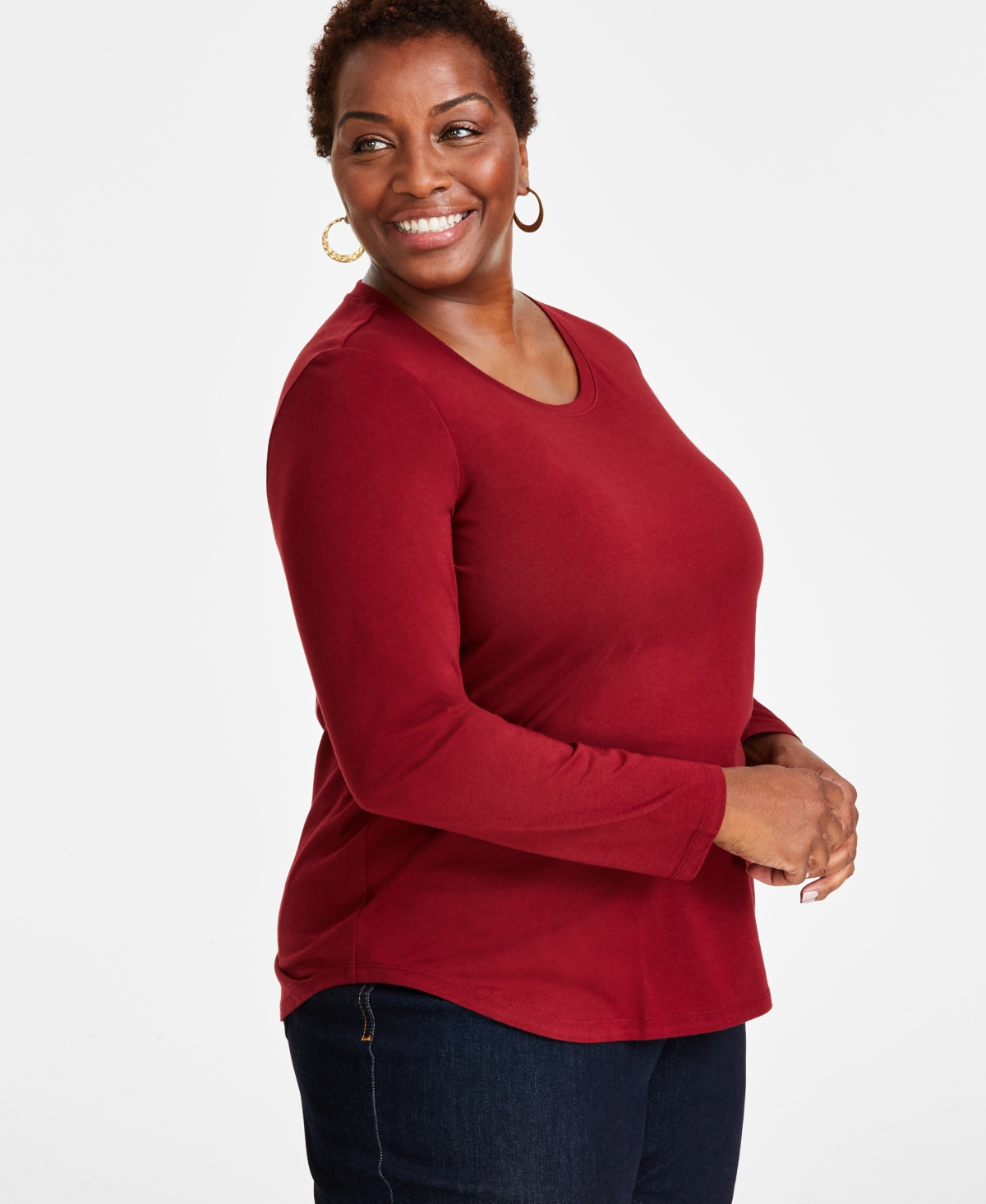 Macy's red plus size tops 2025