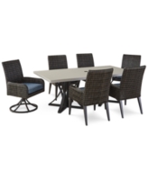 Closeout! Cypress Point 7-pc. Outdoor Dining Set (Rectangle Table, 4 Dining Chairs, 2 Swivel Rocker Chairs) - Cobalt Blue