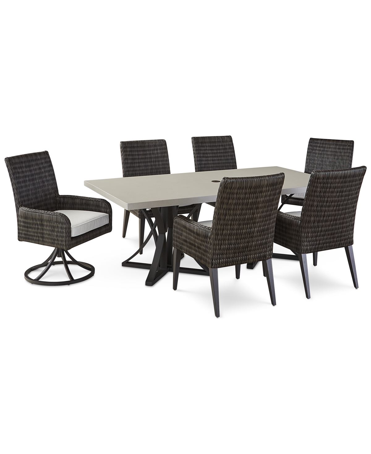 Tommy Bahama Cypress Point 7-pc. Outdoor Dining Set (rectangle Table, 4 Dining Chairs, 2 Swivel Rocker Chairs) In Charcoal Taupe