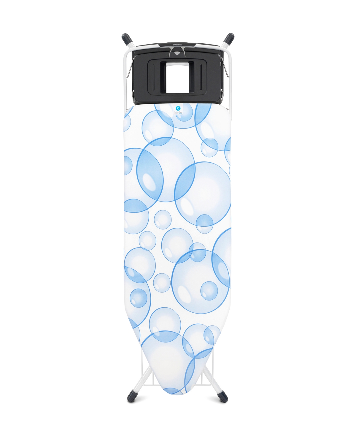 Brabantia Ironing Board With Foldable Steam Unit Holder, Perfectflow Cover And Bonus Foldable Linen Rack In Bubbles