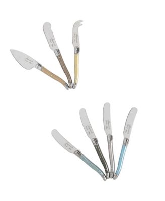 Laguiole Mother of Pearl Cheese Knife and Spreader Set, 7 Piece.