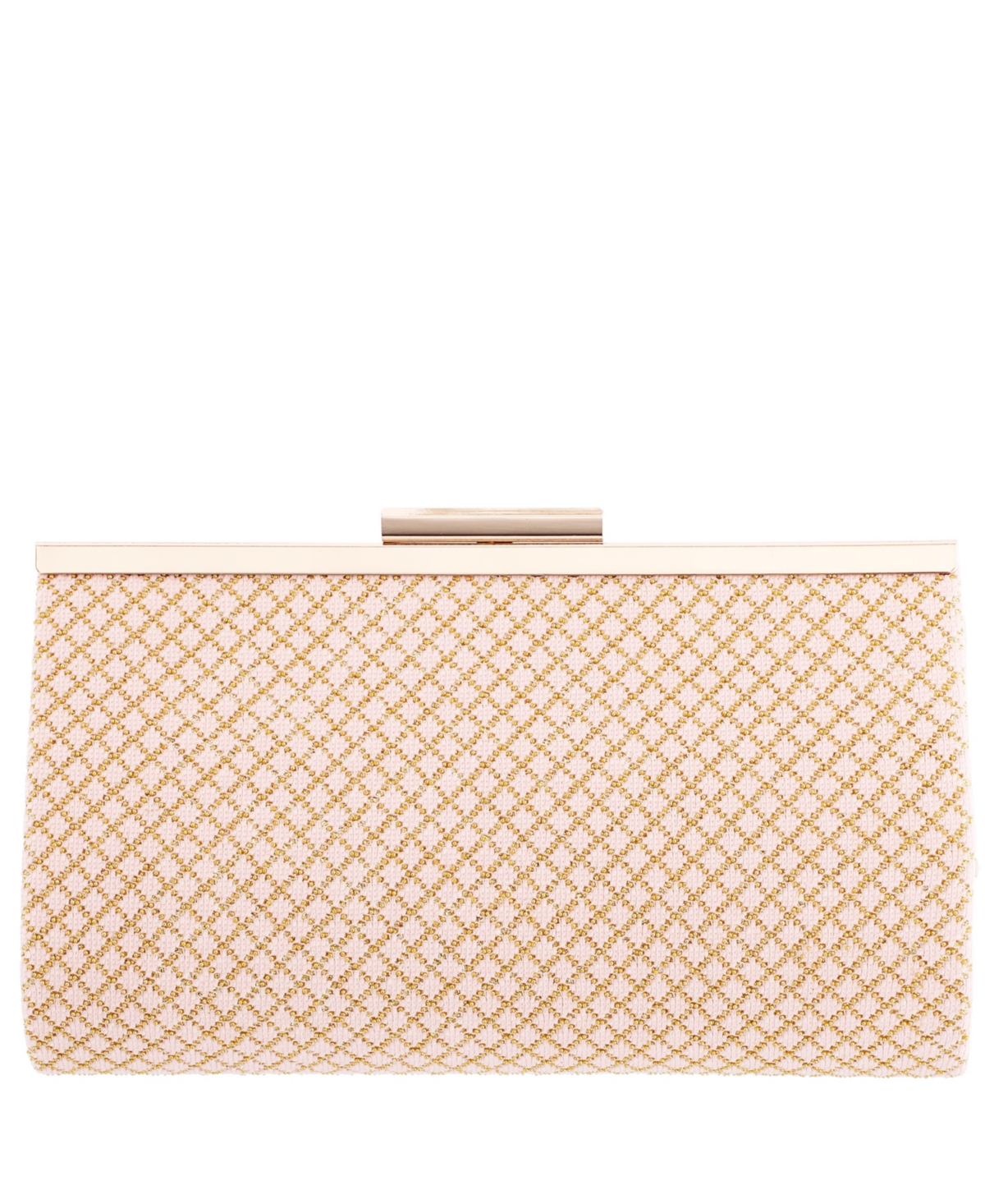 Beaded Pattern Frame Clutch - Champagne