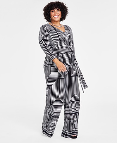 On 34th Women's Animal-Print Jacquard Jumpsuit, Created for Macy's