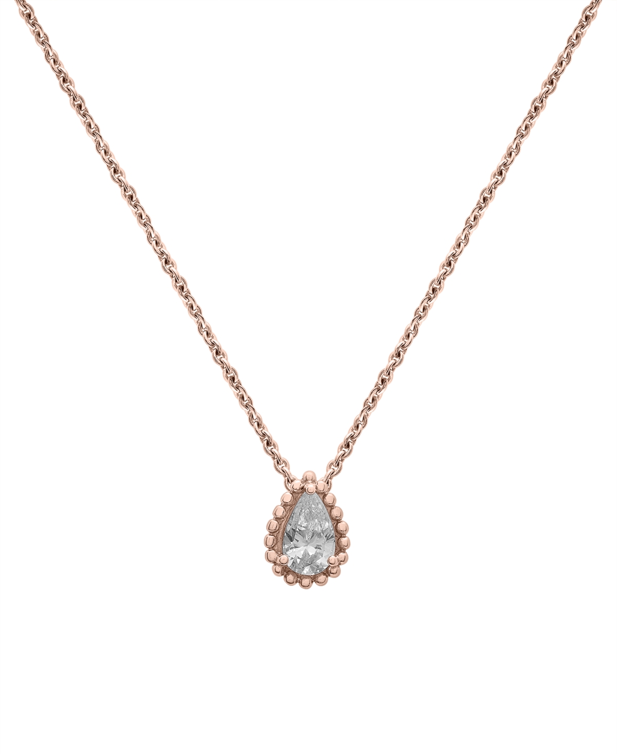 Diamond Pear Solitaire Pendant Necklace (1/4 ct. t.w.) in 14k Gold, + extender