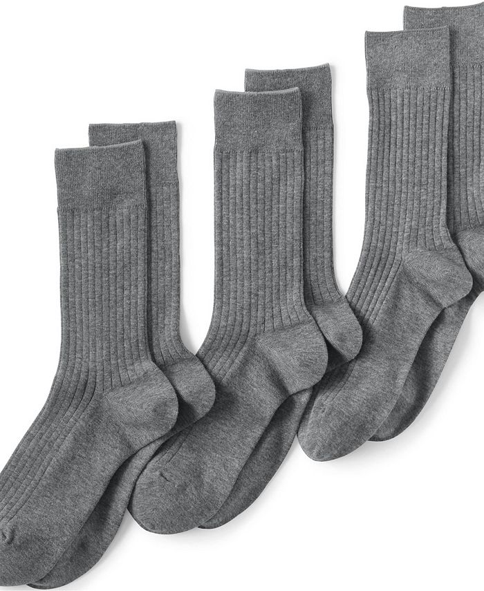 Lands' End Men's Seamless Toe Cotton Rib Dress Socks (3pack) Macy's