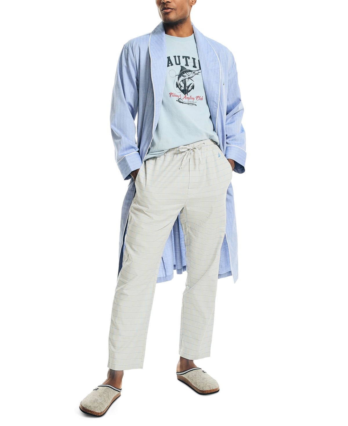 NauticaWoven Shawl Collar Robe - Herringbone