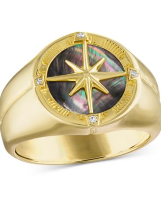 Bulova - Men's Marine Star Diamond Accent Ring in 14k Gold-Plated Sterling Silver