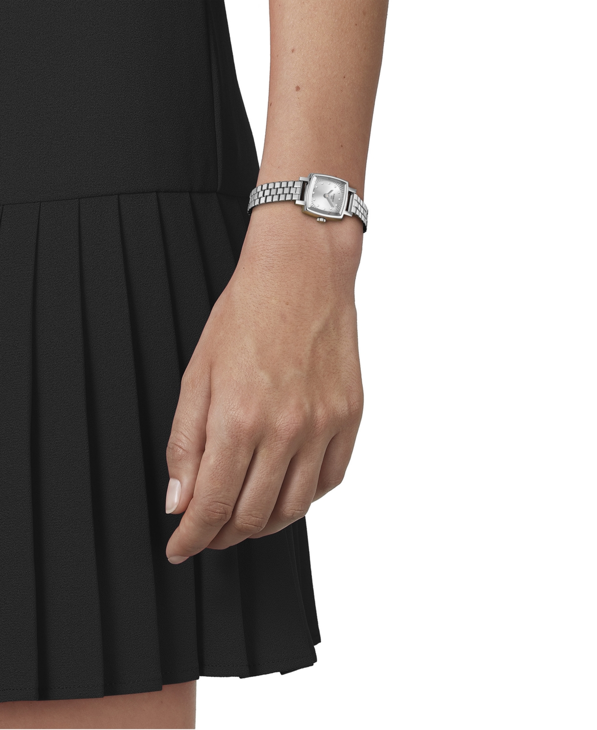 Shop Tissot Women's Swiss Lovely Square Diamond Accent Stainless Steel Bracelet Watch 20mm In Grey
