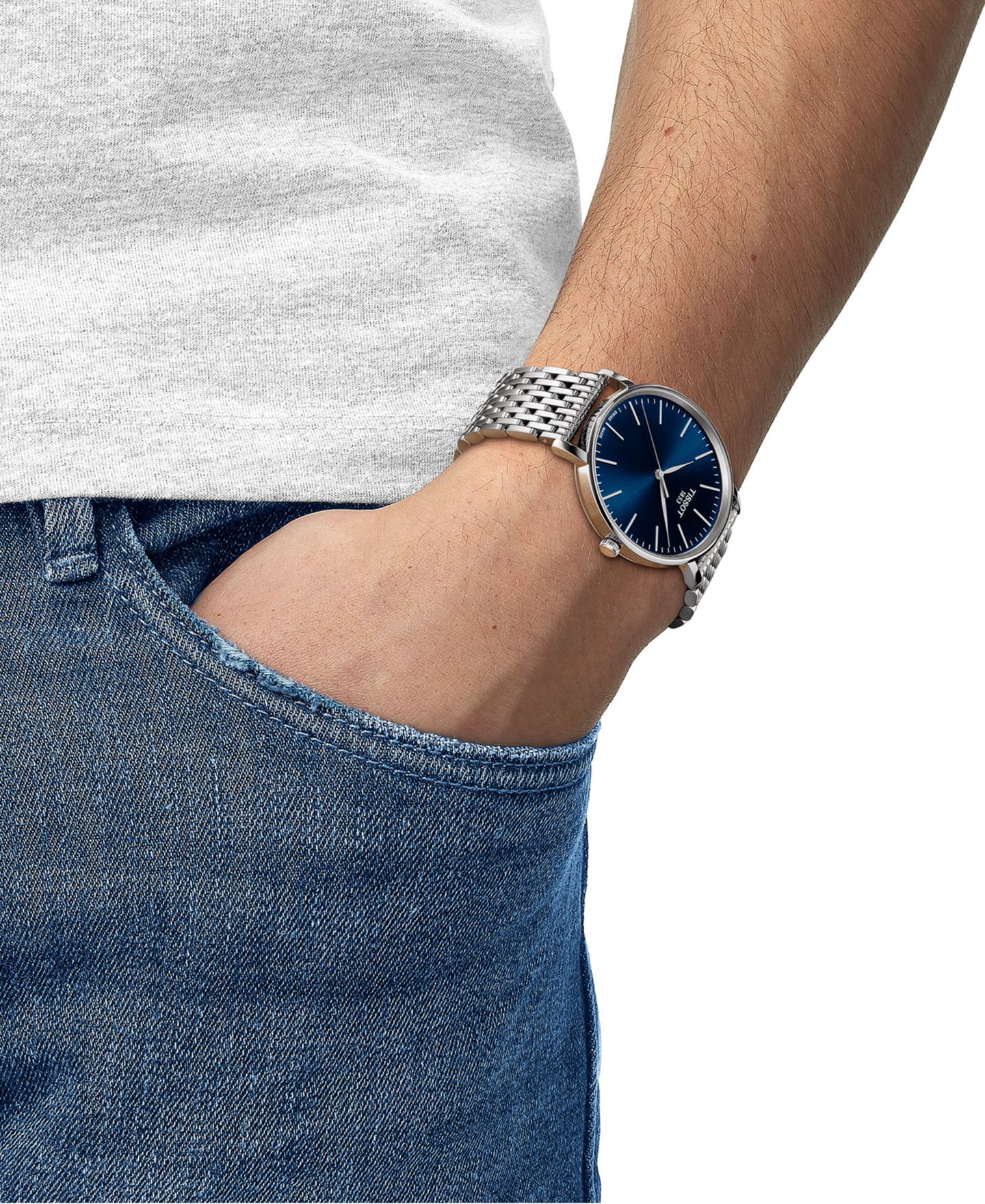 Мужские часы Tissot Swiss Everytime Stainless Steel Bracelet Watch 40mm — фото 5