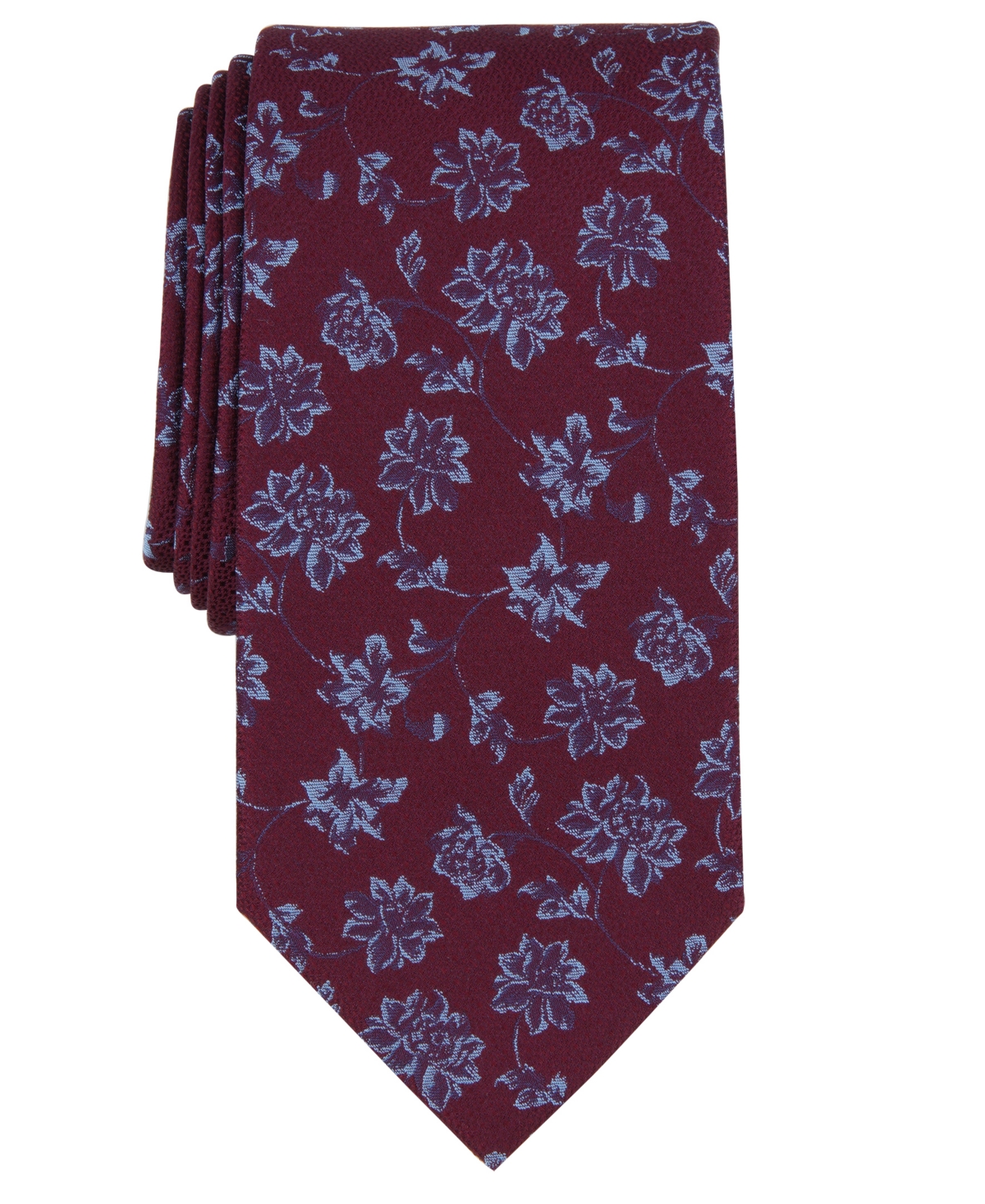 Michael Kors Men's Gegan Floral-print Tie In Burgundy