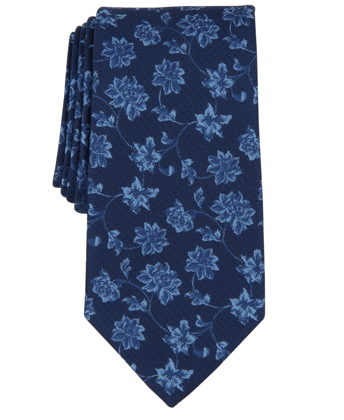 Michael Kors Men's Gegan Floral-print Tie In Navy