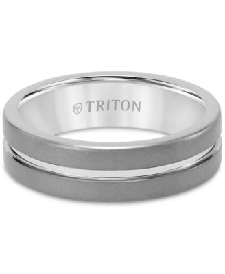 Men's Sandblast Double Row Wedding Band in Gray Tungsten Carbide 