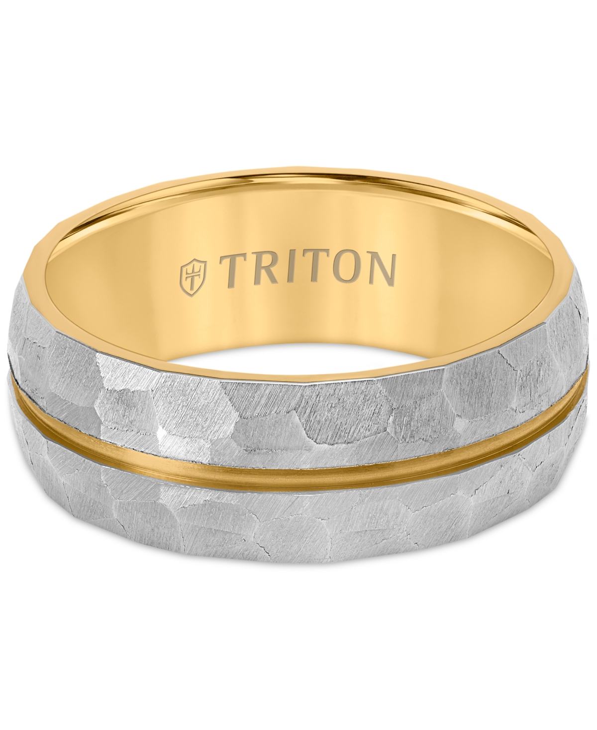 Triton Men's Double Row Comfort Fit Wedding Band in Titanium & Yellow Pvd-Plate - Yellow