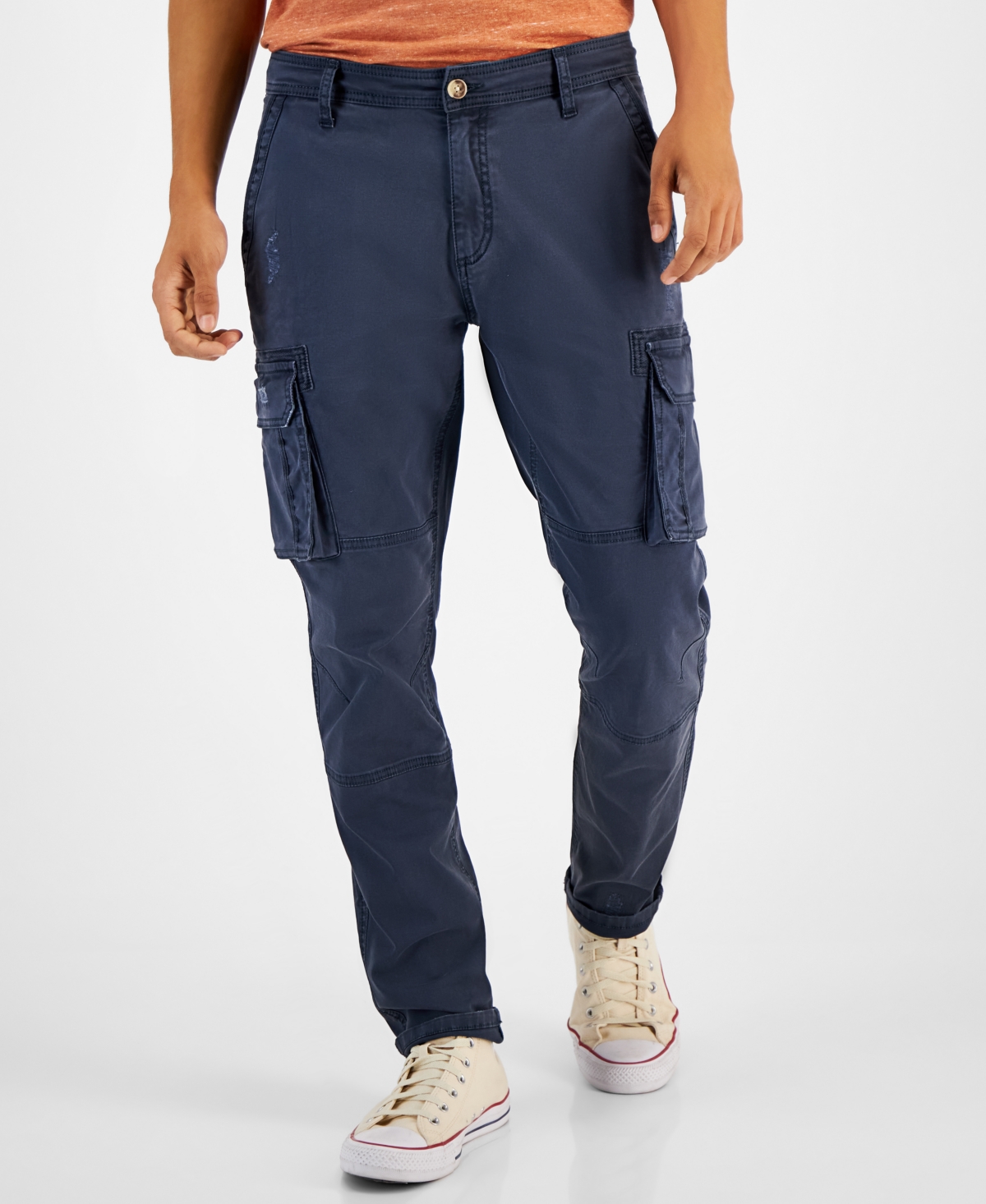 Sun + Stone Men's Morrison Distressed Cargo Pants, Created For Macy's In Fin