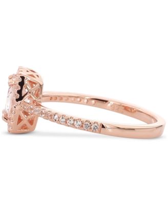 Aquamarine (1-1/4 ct. t.w.) & White Topaz (1/5 ct. t.w.) Halo Ring in Gold-Plated Sterling Silver (Also in Tanzanite & Morganite)