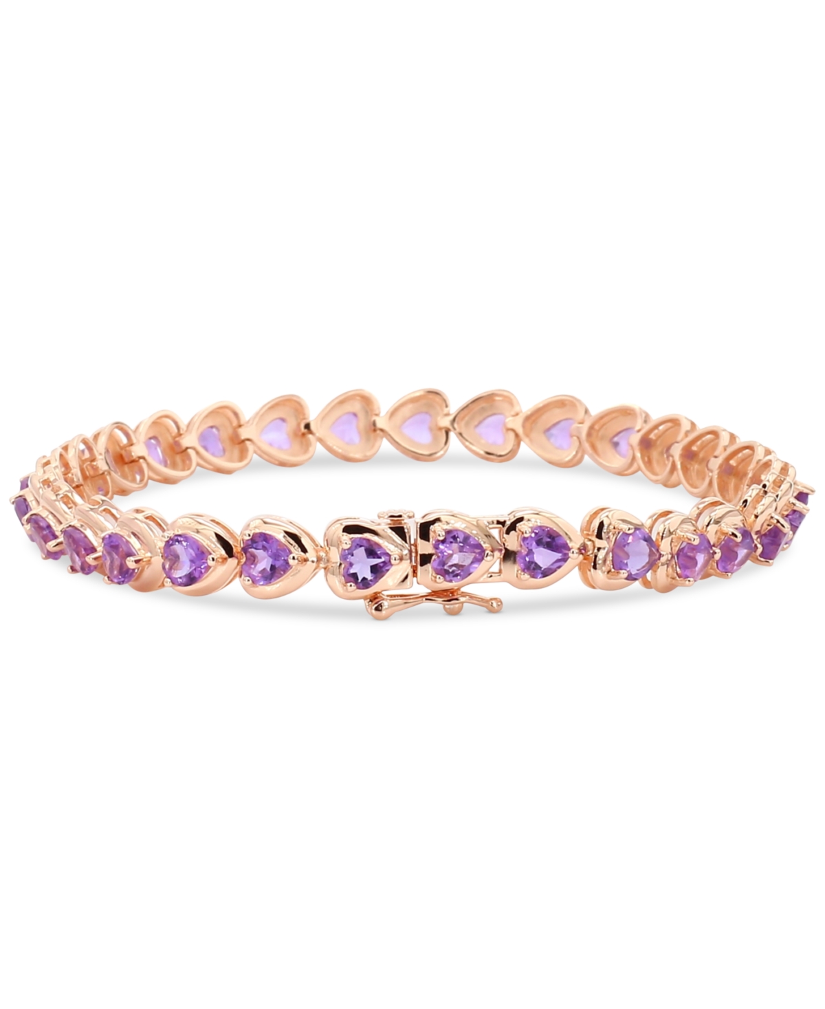 Heart Link Bracelet (5-3/4 ct. t.w.) in Rose Gold-Plated Sterling Silver - AMETHYST