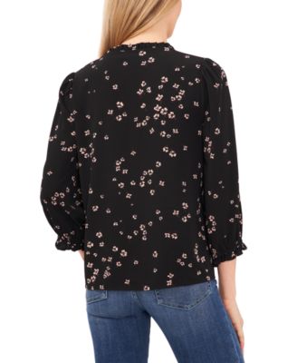 Women's Floral-Print Button-Front Blouse