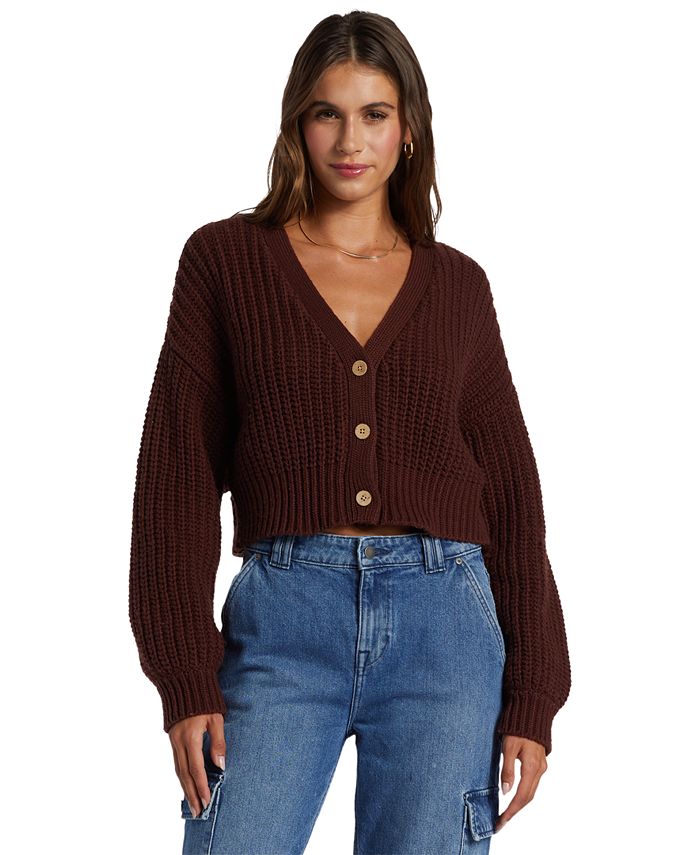 Roxy Juniors' Sundaze Chunky Cropped Cardigan Sweater - Macy's